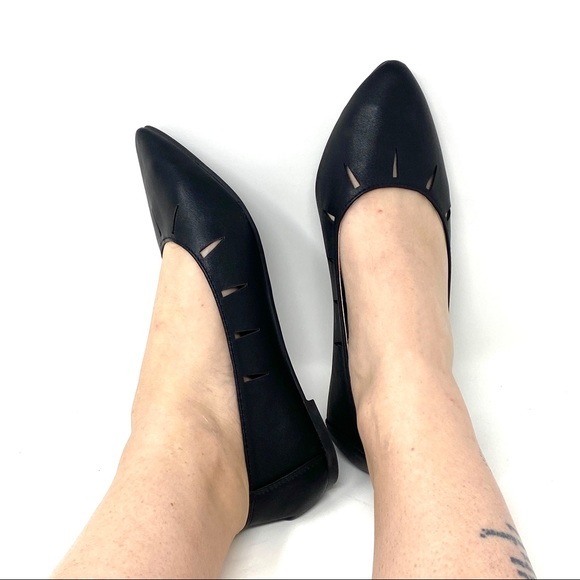Black Cut Out Vegan Leather Flats - Picture 10 of 10